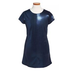 Nicole Miller Dress Size small GIRLS Metallic SHIMMER Shift Navy Blue